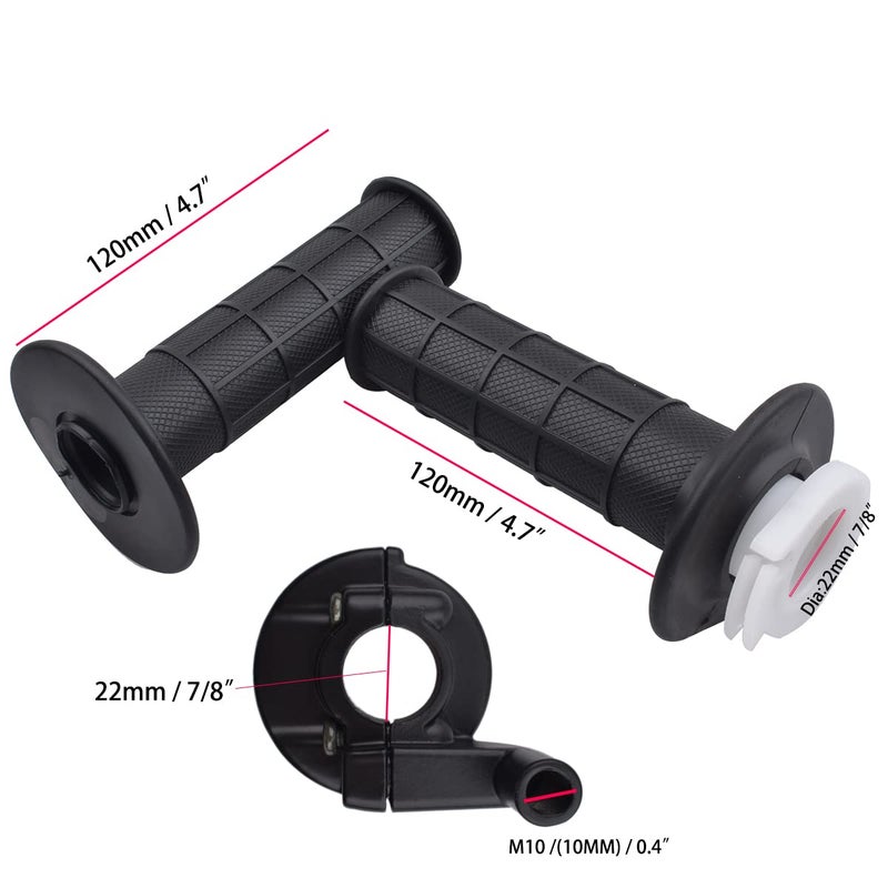 LAXEEM Twist Throttle Accelerator Handle Grips and Cable Set for 7/8" 50cc 150cc 250cc Mini Bike ATV Quad Pit Bike Dirtbike (22mm) - Image 4